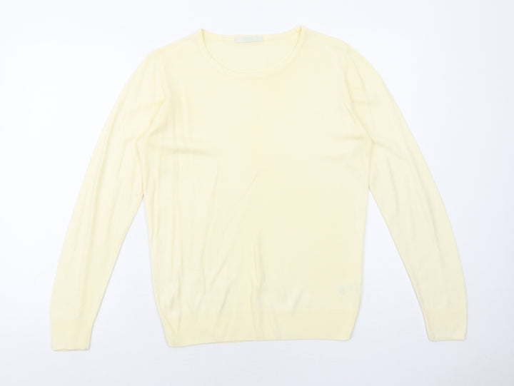 Marks and Spencer Womens Yellow Boat Neck Acrylic Pullover Jumper Size 8