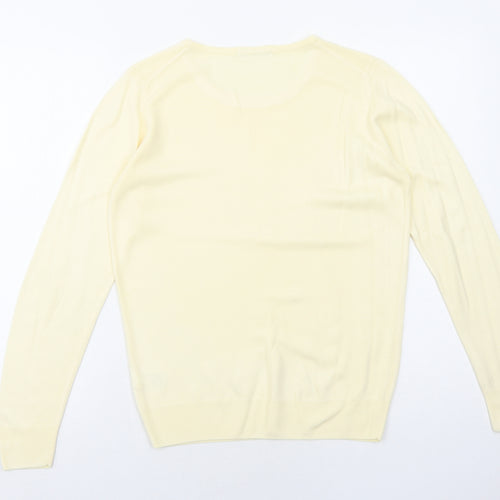 Marks and Spencer Womens Yellow Boat Neck Acrylic Pullover Jumper Size 8