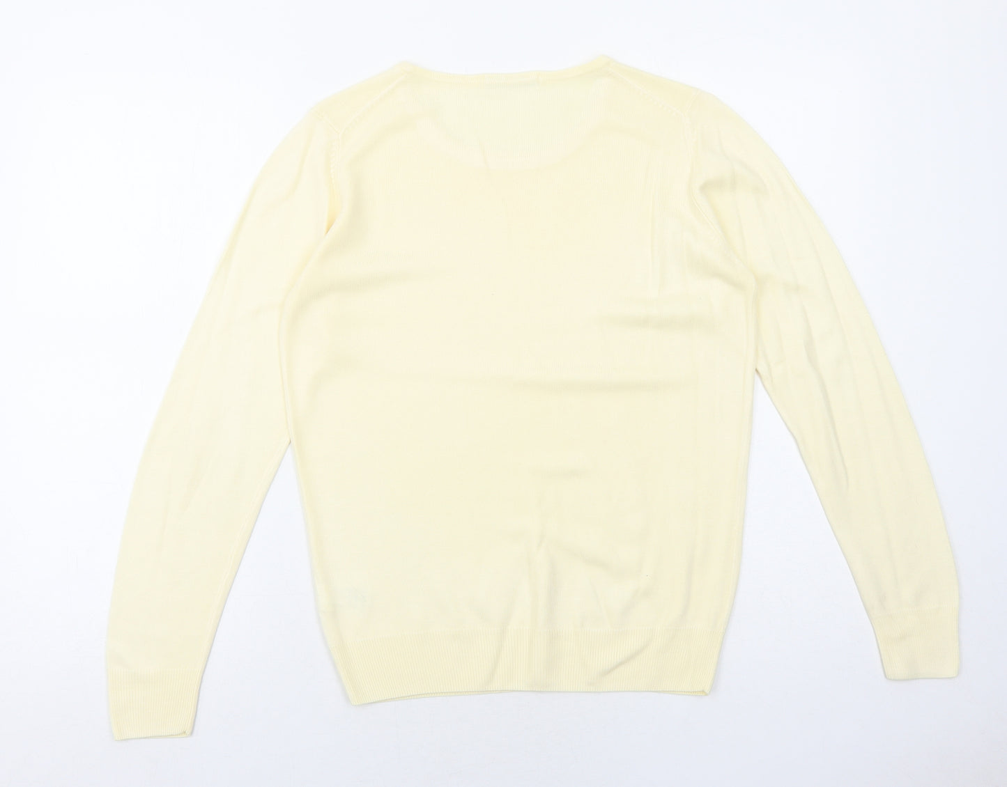 Marks and Spencer Womens Yellow Boat Neck Acrylic Pullover Jumper Size 8