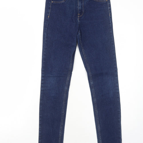 H&M Womens Blue Cotton Skinny Jeans Size 6 Regular Zip