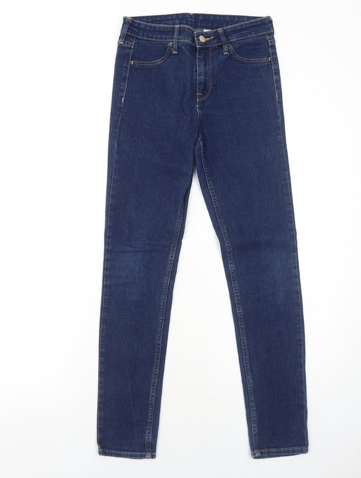 H&M Womens Blue Cotton Skinny Jeans Size 6 Regular Zip