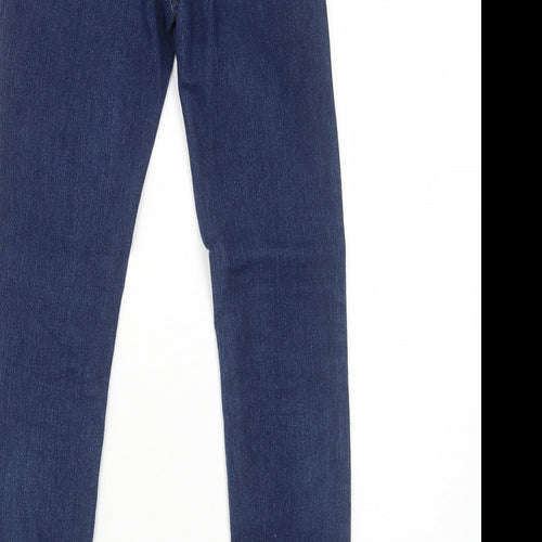 H&M Womens Blue Cotton Skinny Jeans Size 6 Regular Zip