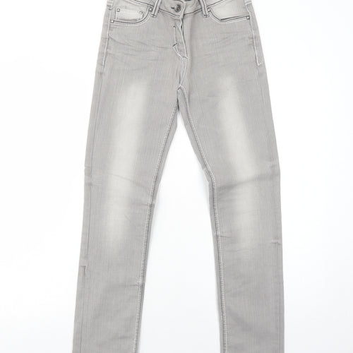 C&A Womens Grey Cotton Straight Jeans Size 6 Regular Zip