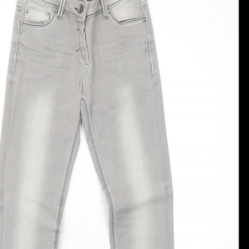 C&A Womens Grey Cotton Straight Jeans Size 6 Regular Zip