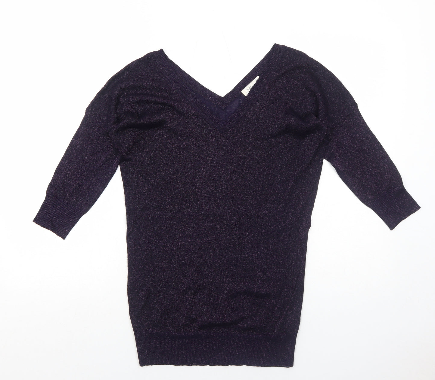 NEXT Womens Purple V-Neck Viscose Pullover Jumper Size 8