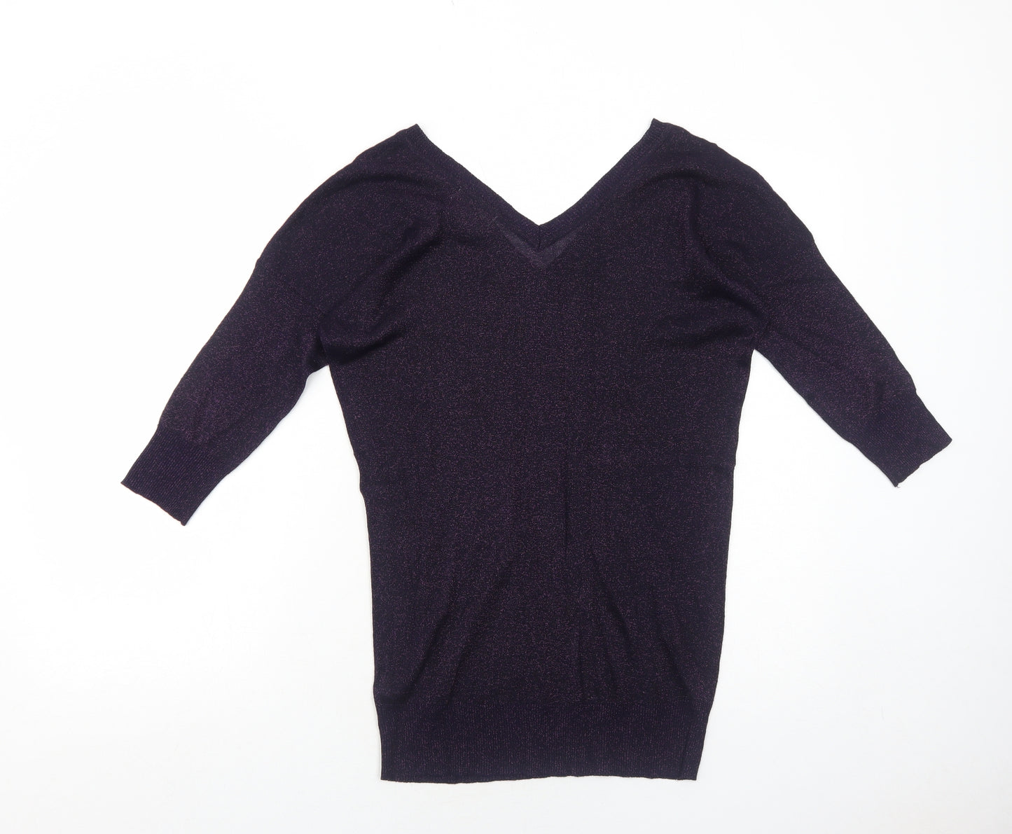 NEXT Womens Purple V-Neck Viscose Pullover Jumper Size 8