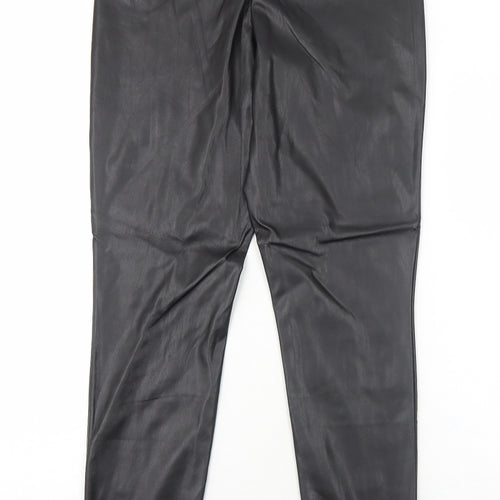 Pieces Womens Black Polyurethane Trousers Size M Regular Zip - Faux Leather