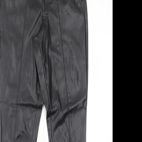 Pieces Womens Black Polyurethane Trousers Size M Regular Zip - Faux Leather