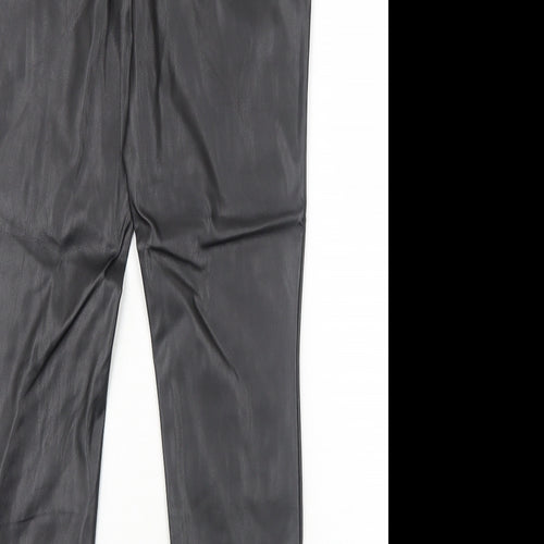 Pieces Womens Black Polyurethane Trousers Size M Regular Zip - Faux Leather