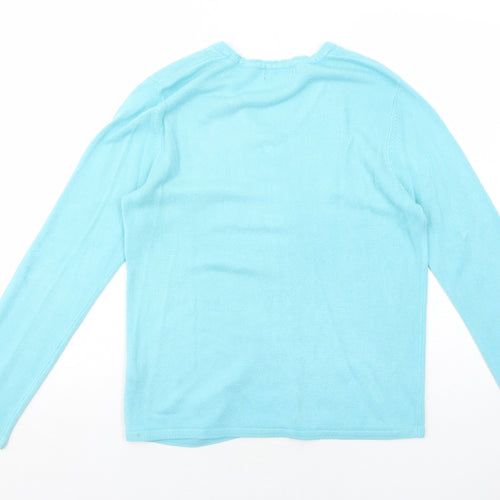 Bonmarché Womens Blue V-Neck Acrylic Pullover Jumper Size S