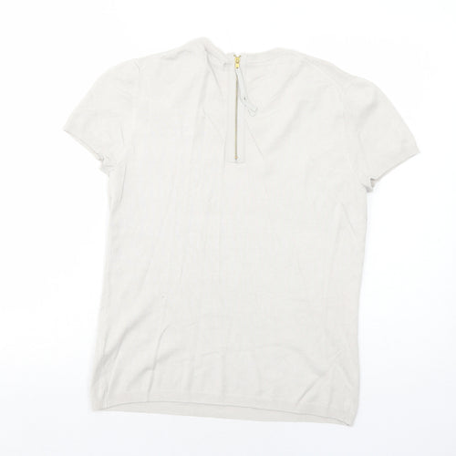 Premise Womens Beige Round Neck Rayon Pullover Jumper Size S
