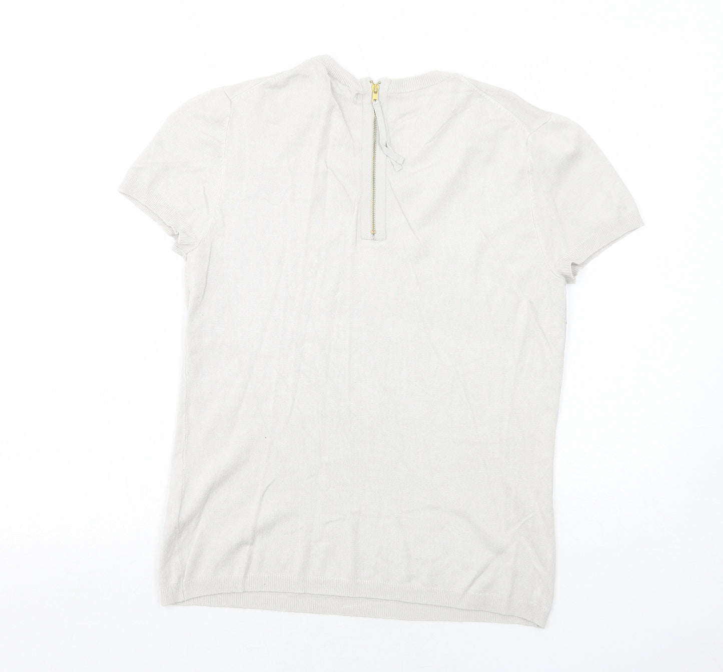 Premise Womens Beige Round Neck Rayon Pullover Jumper Size S