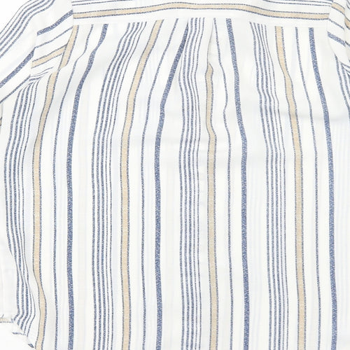 Cameo Rose Womens White Striped Polyester Basic Button-Up Size 10 V-Neck