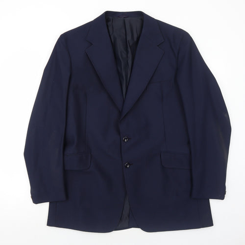Crimplene Mens Blue Polyester Jacket Suit Jacket Size 42 Regular