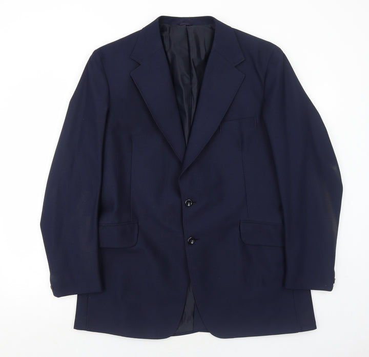 Crimplene Mens Blue Polyester Jacket Suit Jacket Size 42 Regular