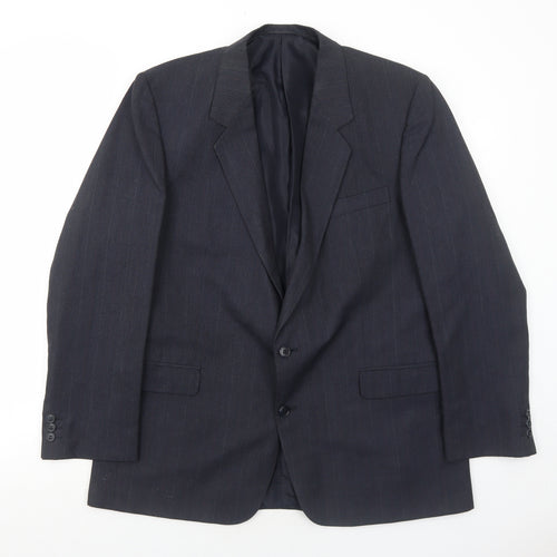 Classics Mens Blue Striped Polyester Jacket Suit Jacket Size 44 Regular