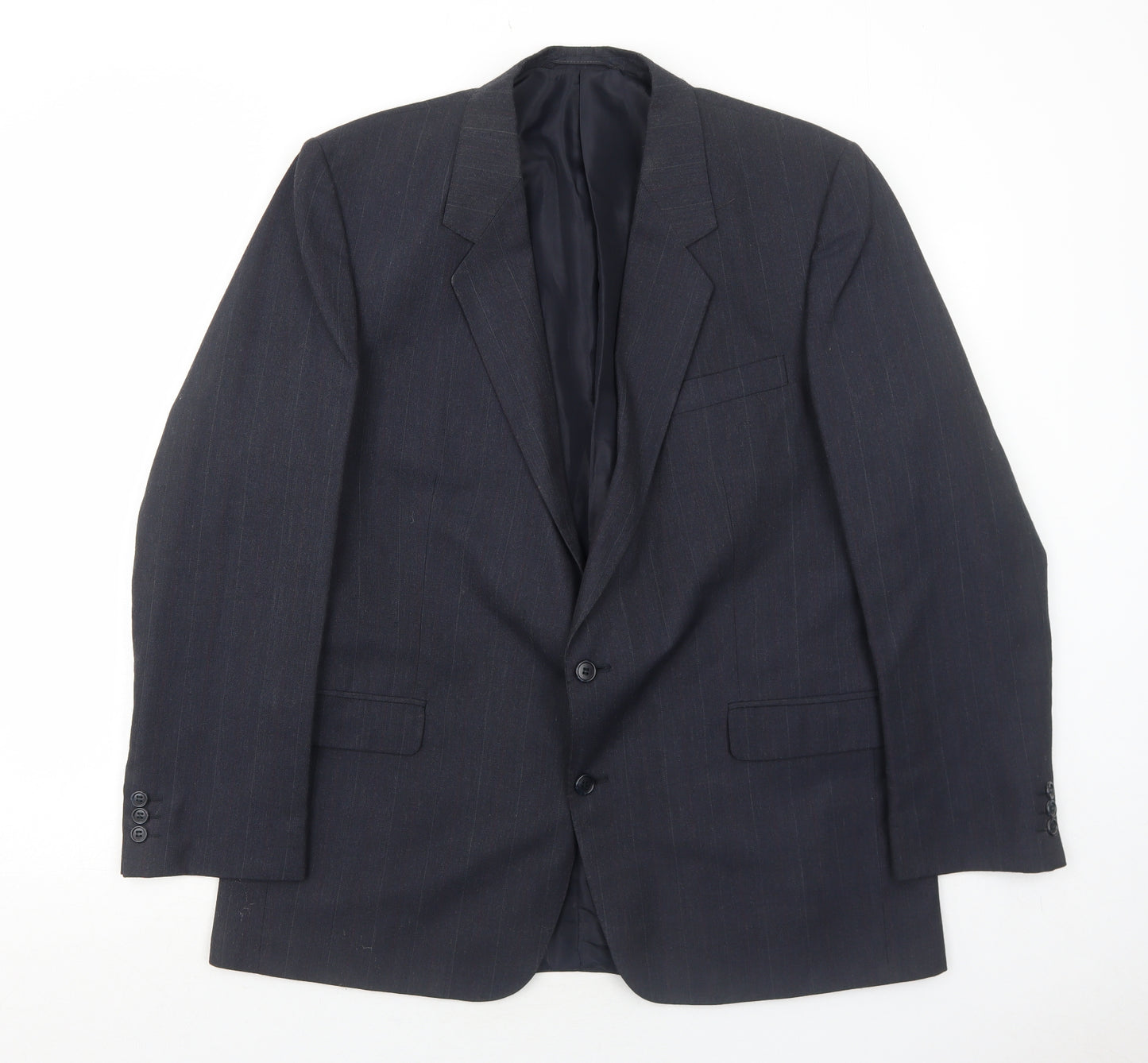 Classics Mens Blue Striped Polyester Jacket Suit Jacket Size 44 Regular