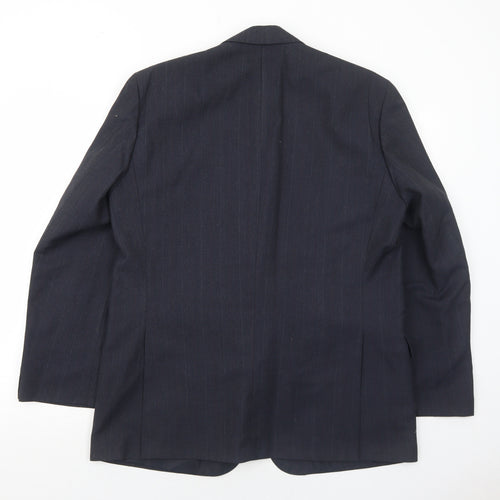 Classics Mens Blue Striped Polyester Jacket Suit Jacket Size 44 Regular