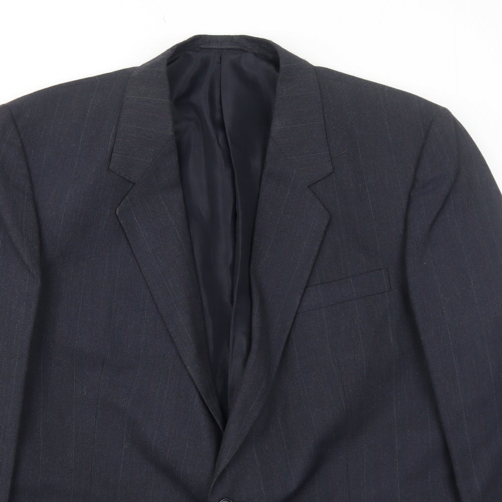 Classics Mens Blue Striped Polyester Jacket Suit Jacket Size 44 Regular