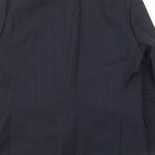 Classics Mens Blue Striped Polyester Jacket Suit Jacket Size 44 Regular