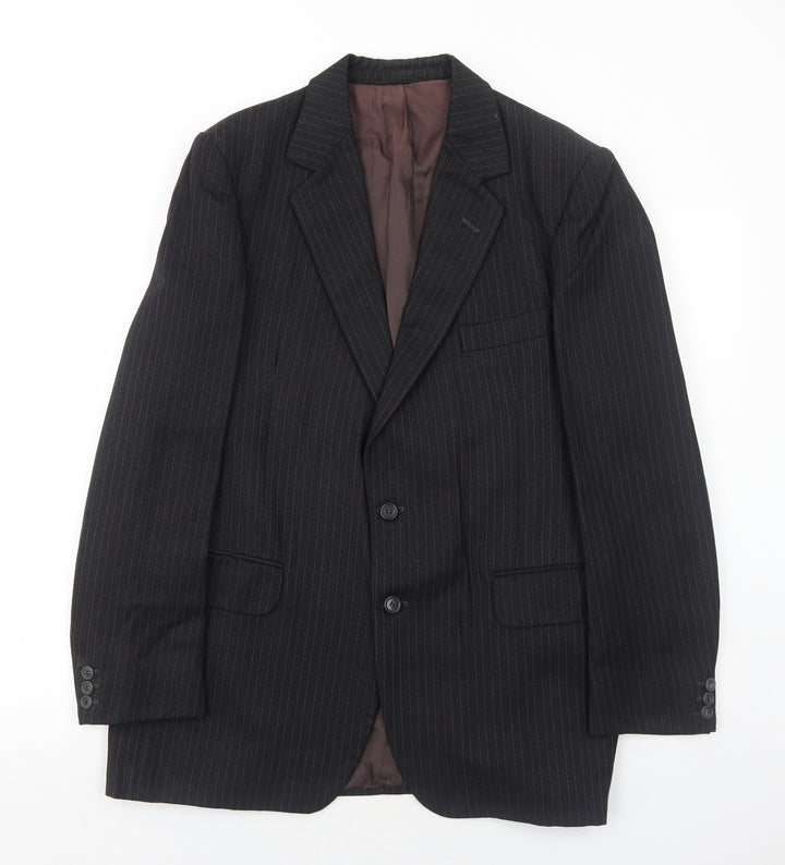 Maenson Mens Black Striped Polyester Jacket Suit Jacket Size 42 Regular