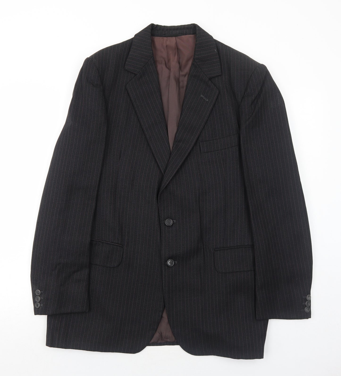 Maenson Mens Black Striped Polyester Jacket Suit Jacket Size 42 Regular