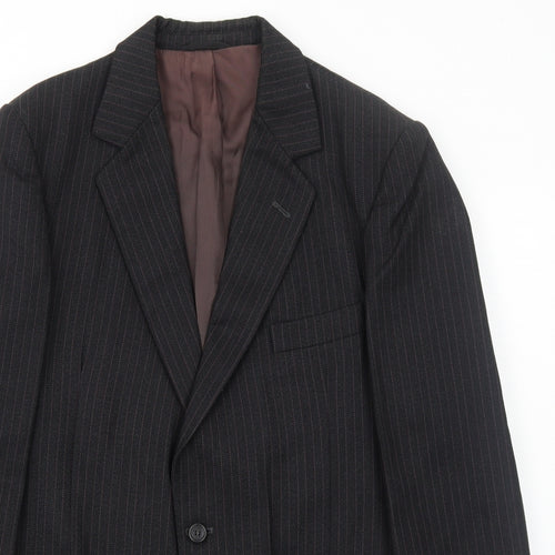 Maenson Mens Black Striped Polyester Jacket Suit Jacket Size 42 Regular