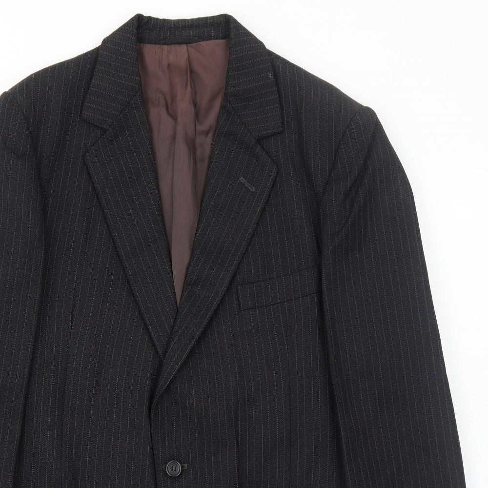 Maenson Mens Black Striped Polyester Jacket Suit Jacket Size 42 Regular