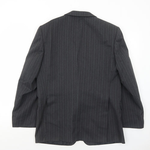 Marlowe Mens Grey Striped Polyester Jacket Suit Jacket Size 40 Regular