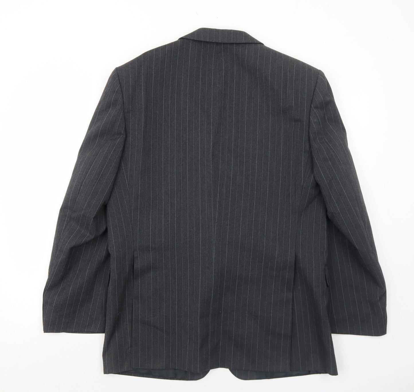 Marlowe Mens Grey Striped Polyester Jacket Suit Jacket Size 40 Regular