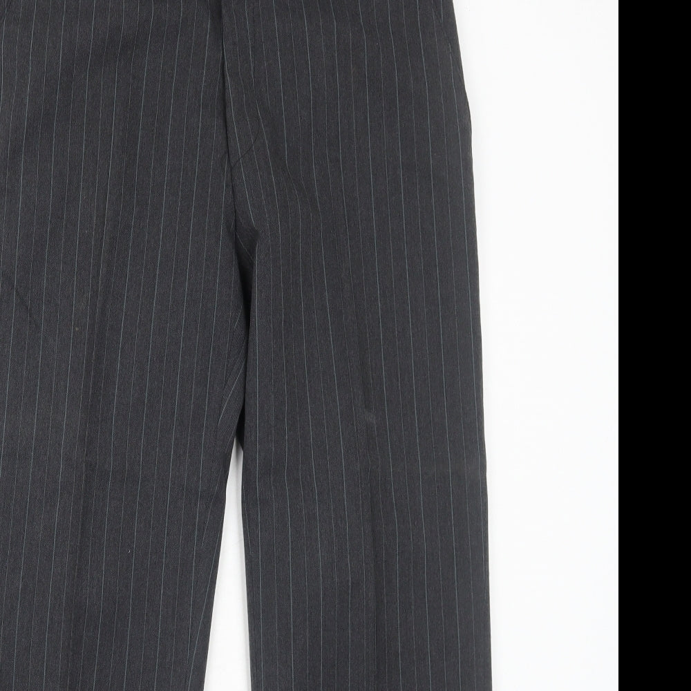 Marlowe Mens Grey Striped Polyester Dress Pants Trousers Size 34 in Regular Zip