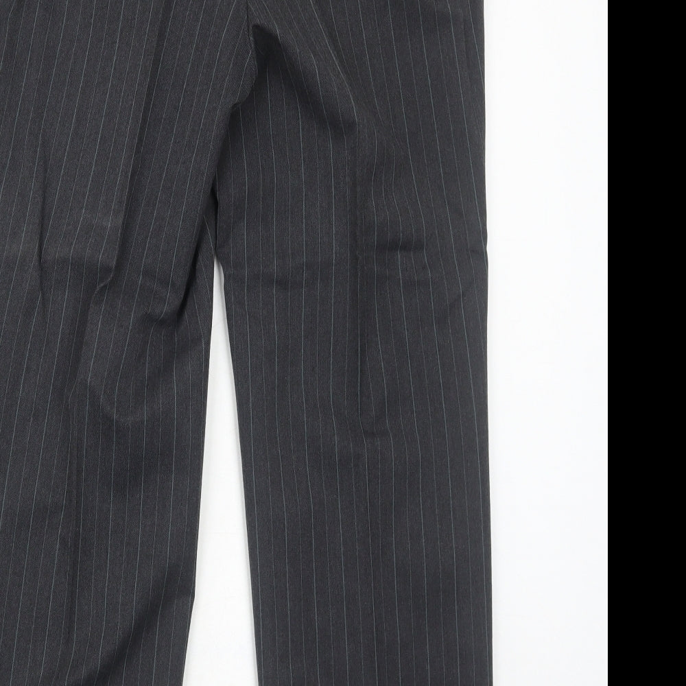 Marlowe Mens Grey Striped Polyester Dress Pants Trousers Size 34 in Regular Zip