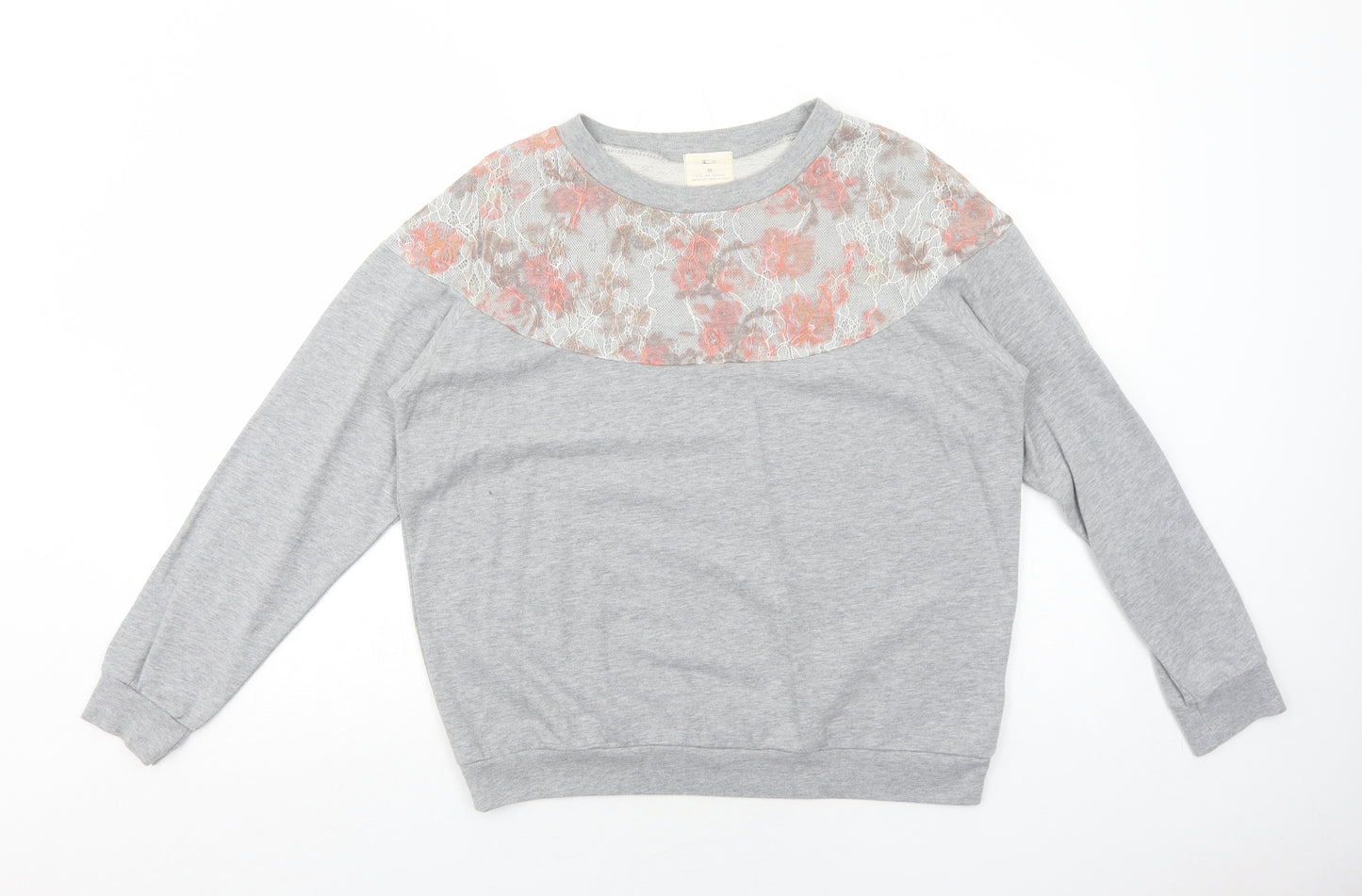 Pins & Needles Womens Grey Floral Polyester Pullover Sweatshirt Size M Pullover