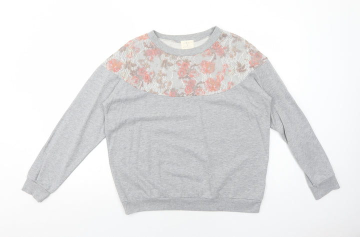 Pins & Needles Womens Grey Floral Polyester Pullover Sweatshirt Size M Pullover