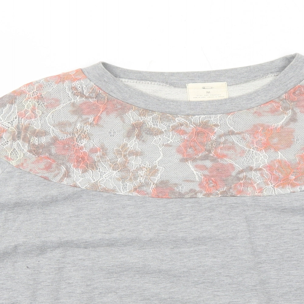 Pins & Needles Womens Grey Floral Polyester Pullover Sweatshirt Size M Pullover