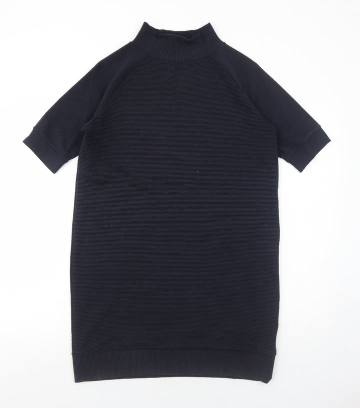 French Connection Womens Blue Polyester Jumper Dress Size 8 Mock Neck Pullover