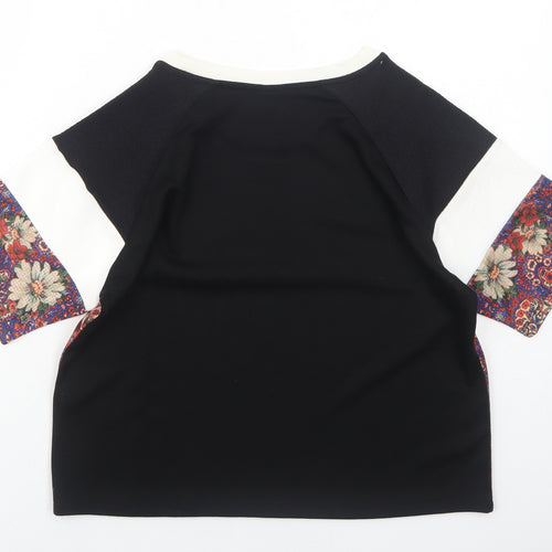 Topshop Womens Multicoloured Geometric Polyester Basic T-Shirt Size 8 Round Neck