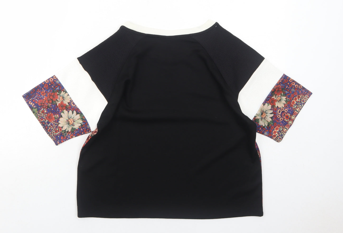 Topshop Womens Multicoloured Geometric Polyester Basic T-Shirt Size 8 Round Neck