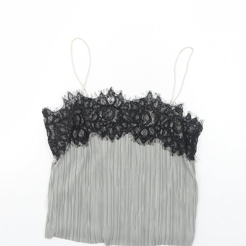 Pins & Needles Womens Grey Polyester Cropped Tank Size XS Square Neck - Lace Details