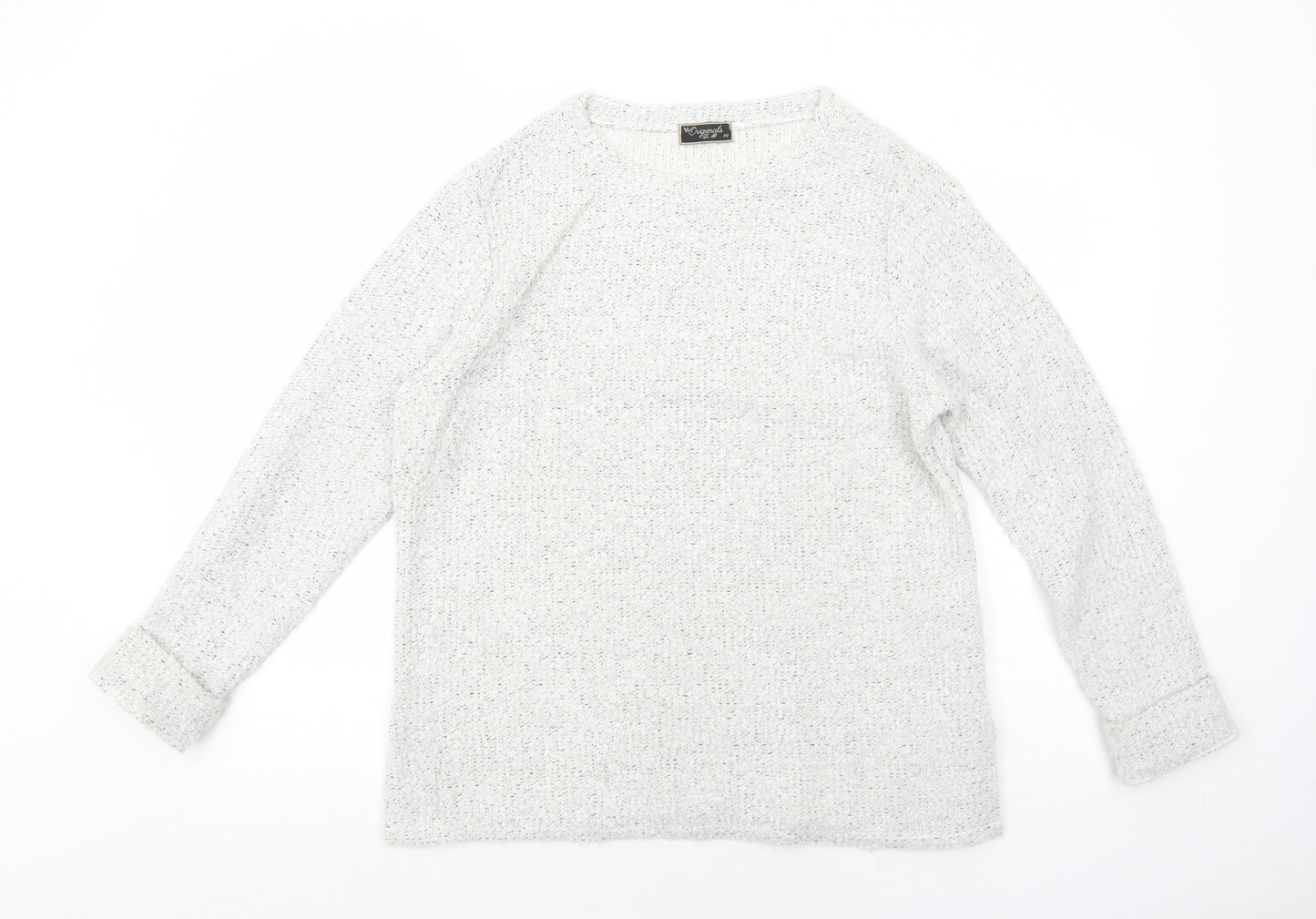 Originals Womens White Boat Neck Acrylic Pullover Jumper Size 14