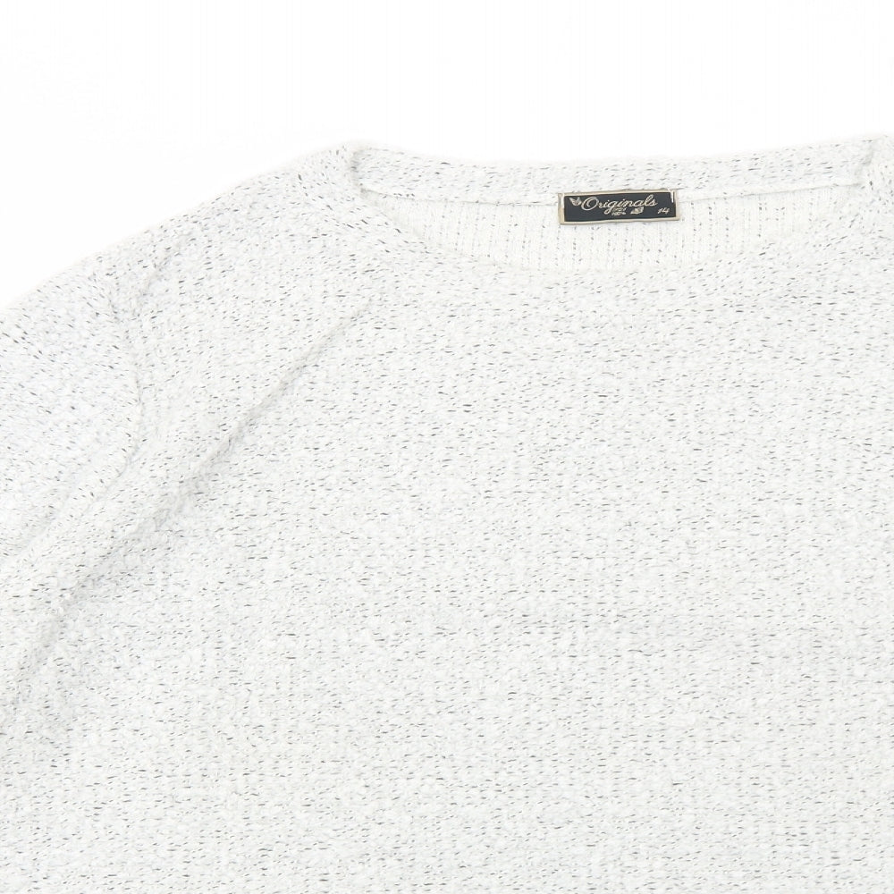 Originals Womens White Boat Neck Acrylic Pullover Jumper Size 14