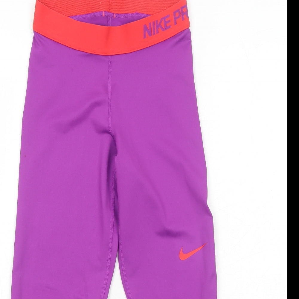 Nike Womens Purple Polyester Compression Leggings Size XS Regular Pullover