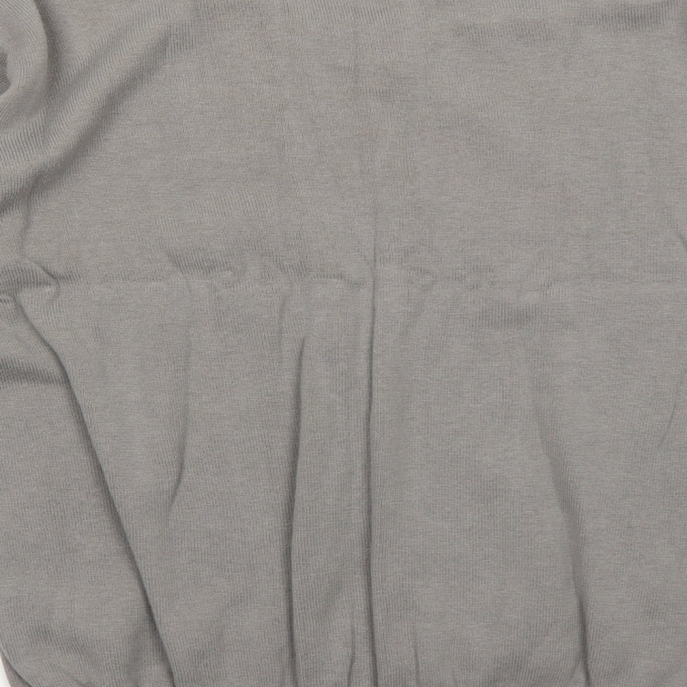 New Look Mens Grey V-Neck Cotton Pullover Jumper Size L Long Sleeve