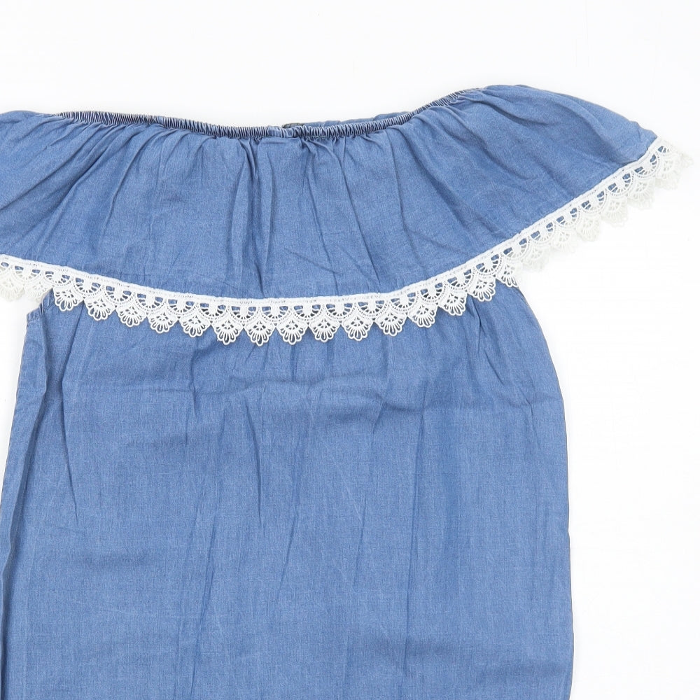 Cameo Rose Womens Blue Lyocell A-Line Size M Off the Shoulder Pullover
