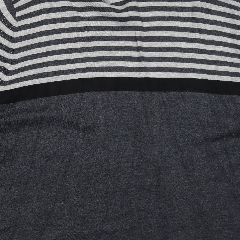 Windsmoor Womens Grey Scoop Neck Striped Viscose Pullover Jumper Size XL