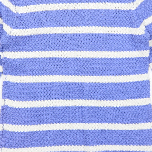 EWM Womens Blue Boat Neck Striped Cotton Pullover Jumper Size 10