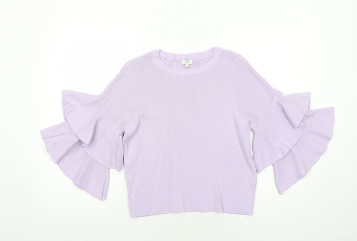 River Island Womens Purple Boat Neck Cotton Pullover Jumper Size 6