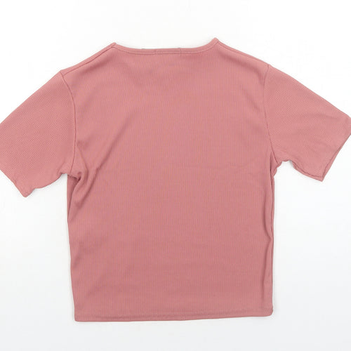 I SAW IT FIRST Womens Pink Viscose Basic T-Shirt Size 10 Round Neck