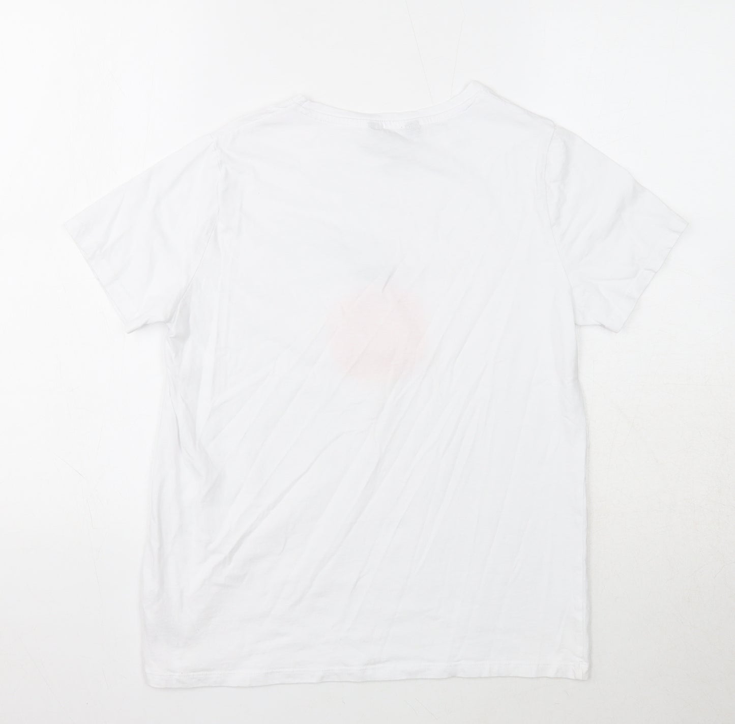New Look Womens White Cotton Basic T-Shirt Size 10 Round Neck - Peach