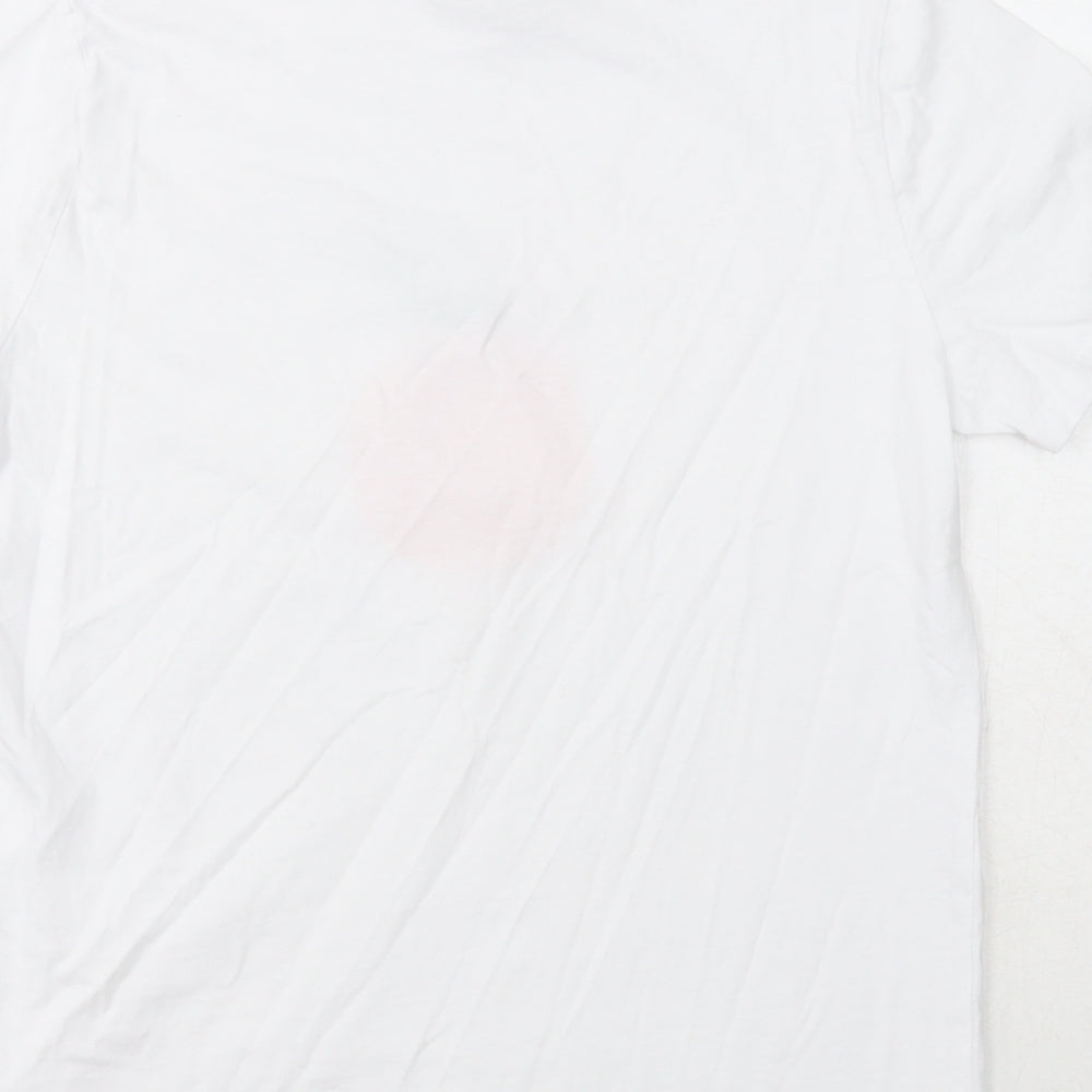New Look Womens White Cotton Basic T-Shirt Size 10 Round Neck - Peach